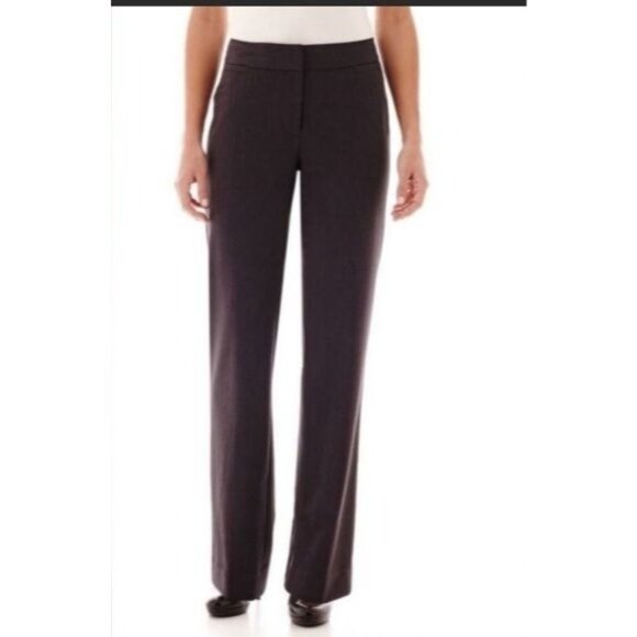Liz Claiborne Audra Womens Off-White Straight-Leg Pants Size 12 Cotton Blend - Picture 1 of 14